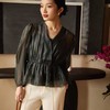 顺丰包邮洛诗琳34311春夏新款V领设计感荷叶边仙气衬衫53023 商品缩略图3