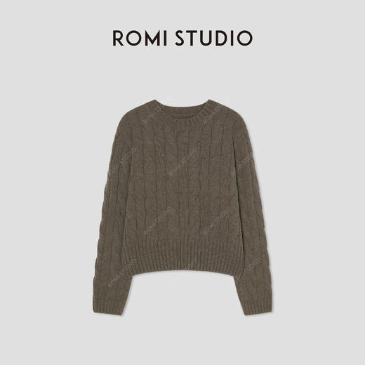 ROMI STUDIO“松弛复古”山羊绒绵羊毛混纺麻花套头毛衫 RWCSSY1932 商品图1