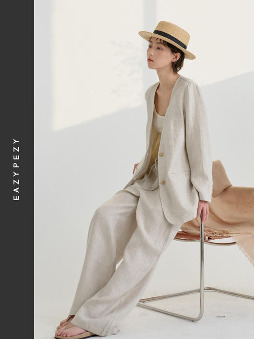 亚麻无领西装 商品图1