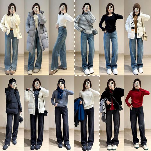 雅丹风高级色复古土耳其直筒薄绒春秋冬微直筒牛仔裤 商品图0