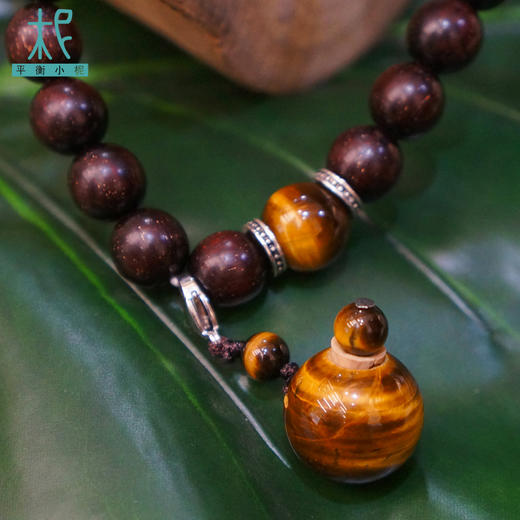 平衡小柅 赞比亚小叶紫檀虎眼石单圈扩香手串 /手链 男士 商品图3