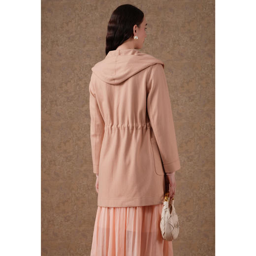 乔万尼新款外套女羊毛呢开衫收腰连帽慵懒设计感EF3B818 商品图4