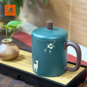 璞实大器一鹿生花原矿紫砂杯国省双大师吴小楣作品