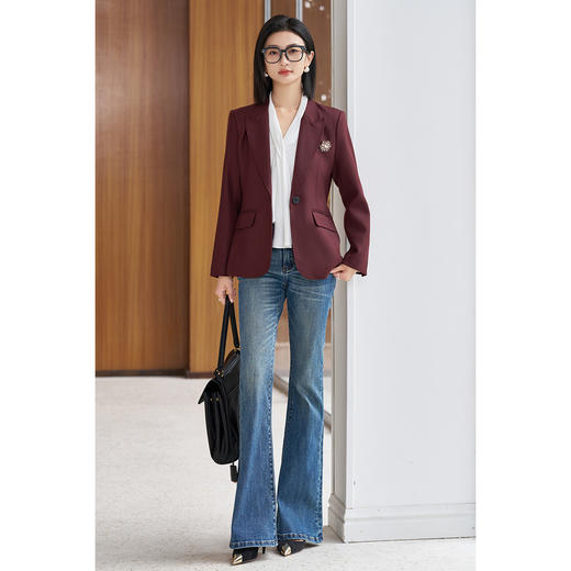 【一粒扣羊毛西装】2026春季时尚通勤干练安哥拉红西服外套5097 商品图5