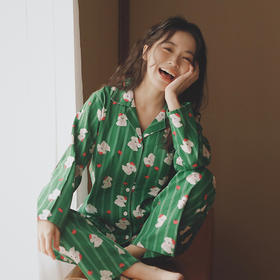 【全棉双层纱】2025新款卡通小狗睡衣女士春秋季纯棉纱布家居服全棉长袖套装