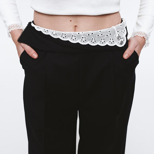 HERLIAN 2025年春季新品不规则撞色翻腰设计西裤 商品图3