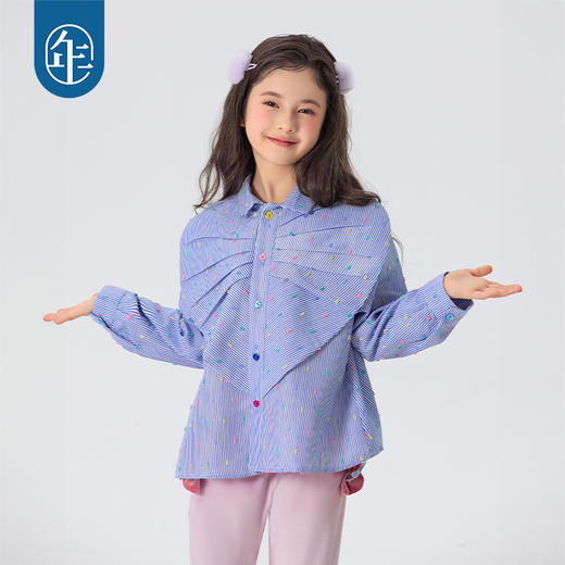 年衣童装2025年春新款学院风女孩衬衣儿童甜美娃娃衫上衣优格跳跳糖衬衫 商品图1