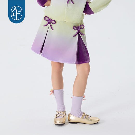 年衣女童短裙2025春季新款半身裙A字裙公主裙莫奈日落半裙 商品图1