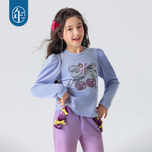 年衣童装2025春新款儿童甜美泡泡袖T恤百搭上衣优格跳跳糖上衣 商品图2