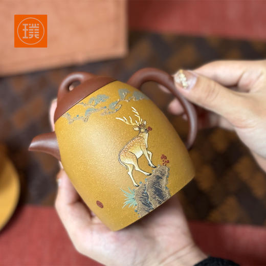璞实大器一鹿连升原矿紫砂壶9件套装马晓君大师作品全手工制作 商品图4