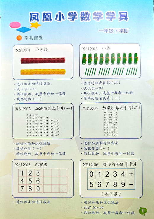凤凰小学数学学具 一二三四五六年级下册 苏教版小学数学教材配套 123456下 学习用品学具盒套装 数学教具 江苏凤凰教育出版社 商品图2
