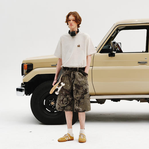 714street美式复古水洗迷彩工装短裤男2025夏季新款宽松直筒裤子 商品图2