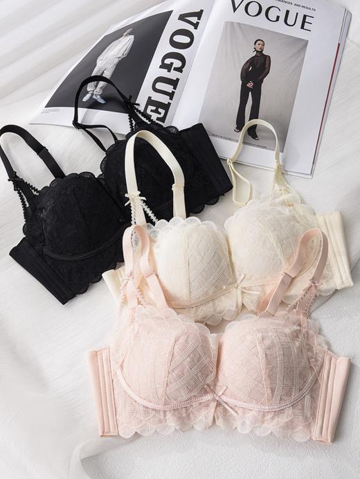 [曼妮芬同款真丝云感棉内衣] 桑蚕丝性感蕾丝无钢圈聚拢文胸 大胸小胸都适合34945「不支持退换」 商品图1