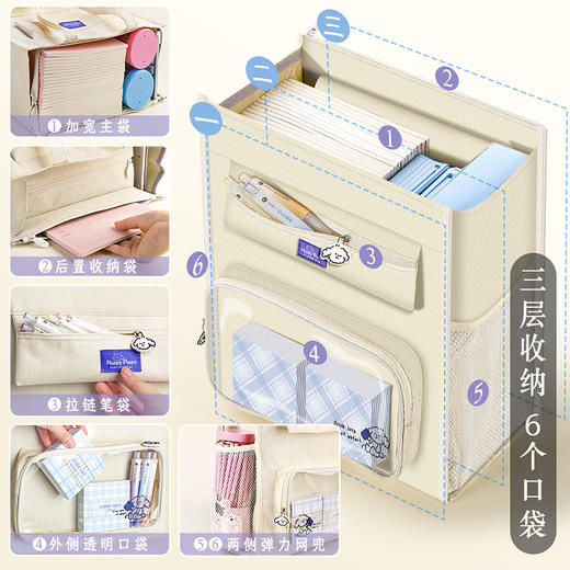 开学必备【课本轻松放~大小刚刚好！】手提背包，轻盈便捷，美术补习班必备，3层6袋，立体胶章拉链头，书籍文具随意存放，轻便耐用，多功能收纳，男女生通用，无味环保，让学子更加自信！ 商品图1
