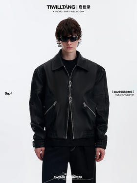 TIWILLTANG启世录“渐褪痕构”双口袋皮夹克