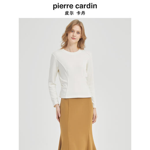 皮尔卡丹女装时尚百搭简约通勤修身圆领针织衫C51KP003M1 商品图4