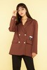 WHO KNOWS 帅气学院风棕色西装外套 11492 商品缩略图0