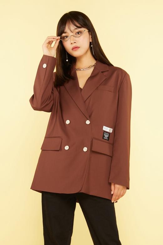 WHO KNOWS 帅气学院风棕色西装外套 11492 商品图0