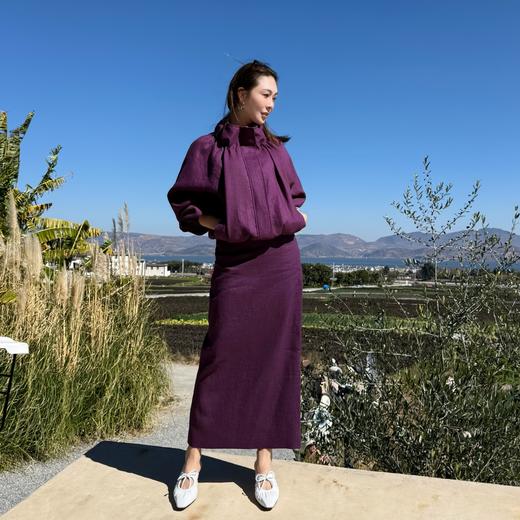 PIANAI冷小姐#  酷飒有腔调的美# 紫色设计感工装风上衣+半裙两件套 商品图1