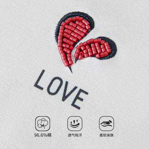 【商场同款】CNA5299 “心动针织衫”柔和的本白色调，雅致自然,低调含蓄 白色珠绣圆领长袖T恤 商品图6