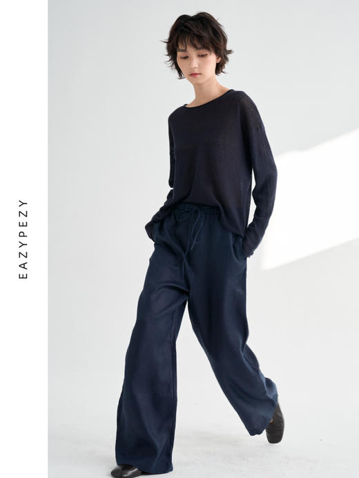 2025SS 亚麻抽绳阔腿裤 商品图2