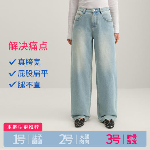 【拖地月亮裤】simplepieces秋季款SPS牛仔裤梨形直筒弯刀阔腿裤 商品图4