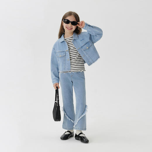 马克珍妮女童复古短款牛仔外套儿童夹克上衣2025年春装新款250127 商品图2