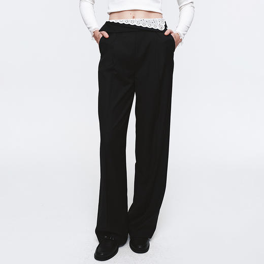 HERLIAN 2025年春季新品不规则撞色翻腰设计西裤 商品图0