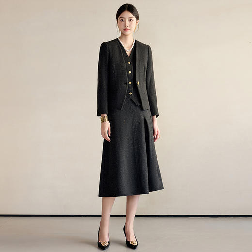 IWY/正式场合职业套裙女2025新款春季羊毛西装马甲三件套工作服24CMS667 商品图0