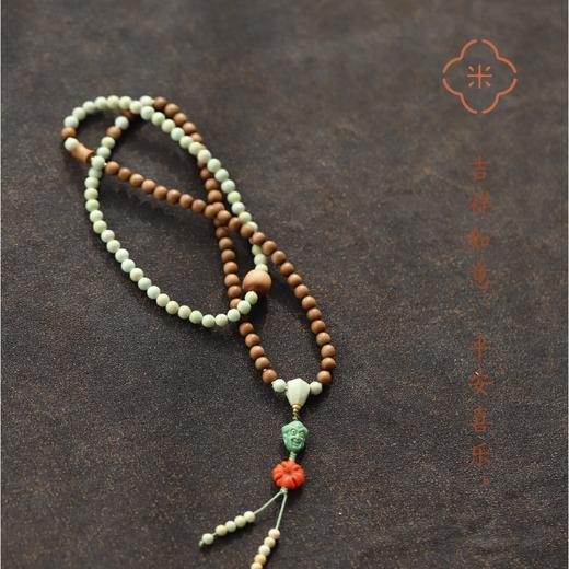 米马饰物 108子老山檀与绿松念珠 助力和陪伴 断除烦恼证得菩提  “一花一世界，一叶一菩提。” 商品图4
