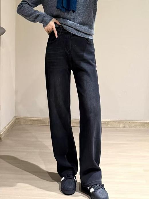 雅丹风高级色复古土耳其直筒薄绒春秋冬微直筒牛仔裤 商品图14