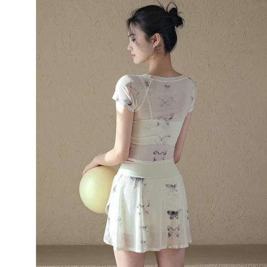 跃牌【禅语梵心】一体式高腰网纱跑步运动短裙女假两件防走光网球裙DQ3132 商品图2