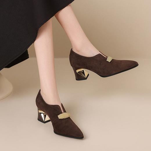 【预售5天】春秋爆款深口磨砂皮粗跟高跟单鞋PLGZ&D168-2 商品图1