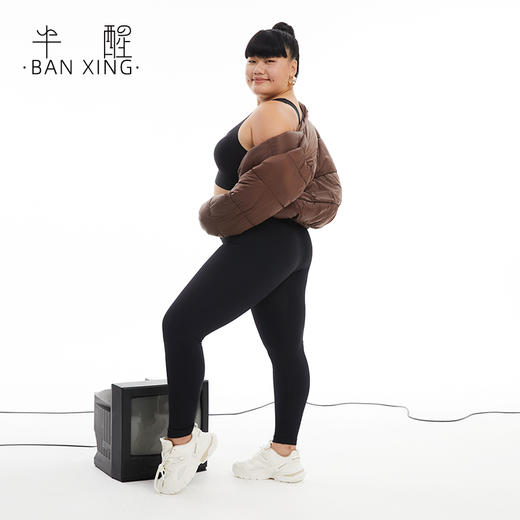 半醒加绒云朵裤 鲨鱼皮打底裤女外穿紧身秋季加绒高腰收腹提臀芭比运动瑜伽裤PH0042 商品图3