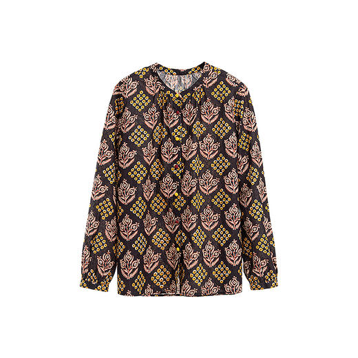 绽放旅行女装036朵/高支棉印花开门襟防晒轻盈复古长袖小花衬衫 商品图4