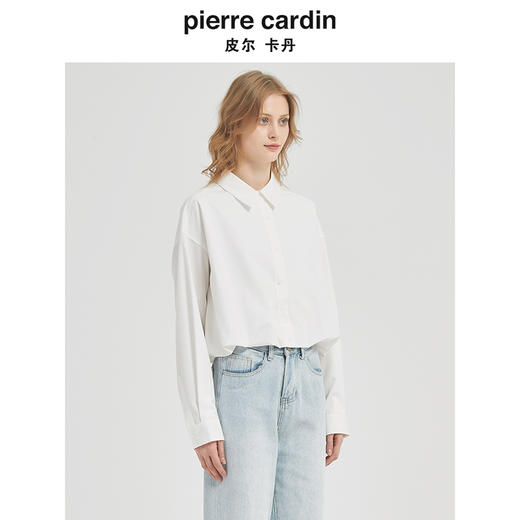 皮尔卡丹女装都市时尚简约干练气质短款衬衫C51BL005W0 商品图1