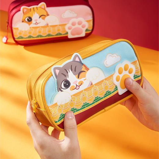 故宫文具大容量短款笔袋国潮高颜值宫猫出游学习用品可爱简约文具新款小学生初中笔袋 商品图1