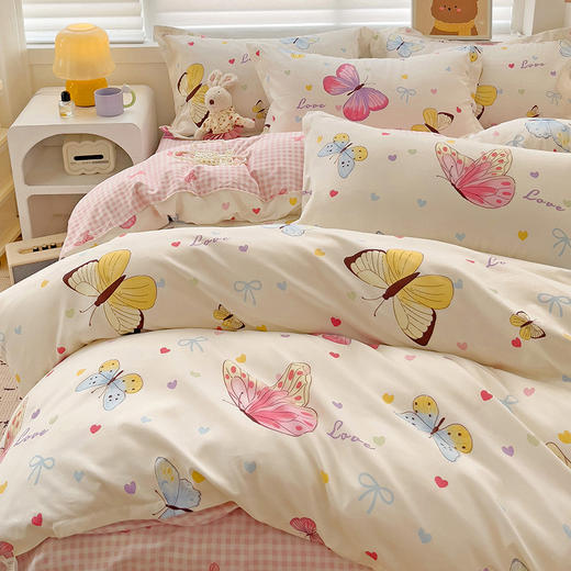 春夏季【A类小清新四件套】水洗棉床单被套枕套 学生宿舍三件套罩ins 开学季 商品图6