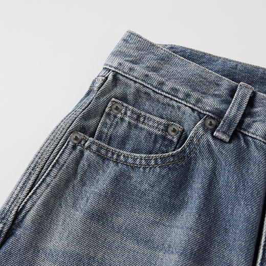 ROMI STUDIO时尚百搭高腰复古直筒休闲蓝色牛仔裤K2486 商品图2