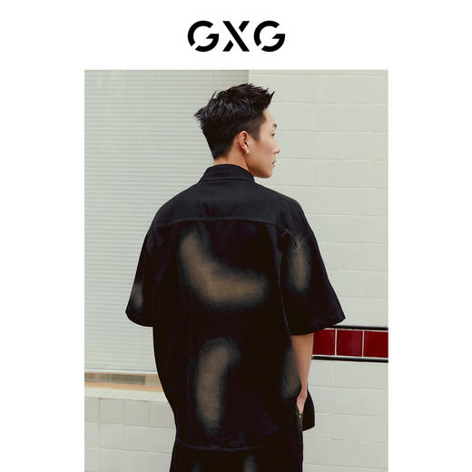 GXG男装 重磅系列黑色牛仔短袖衬衫潮流时尚百搭  夏季热卖 商品图3