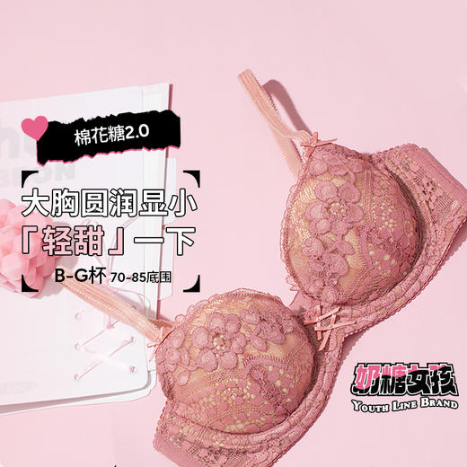 【大胸显小 穿衣显瘦】奶糖派X奶糖女孩 棉花糖2.0春夏超薄文胸（B-G杯） 商品图3