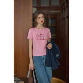 SimpleRetro爱神话语 丘比特印花短袖T恤女小众设计感短款上衣薄