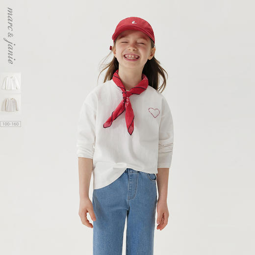 马克珍妮女童清新活力条纹T恤 儿童纯棉上衣2025年春装新款250162 商品图0