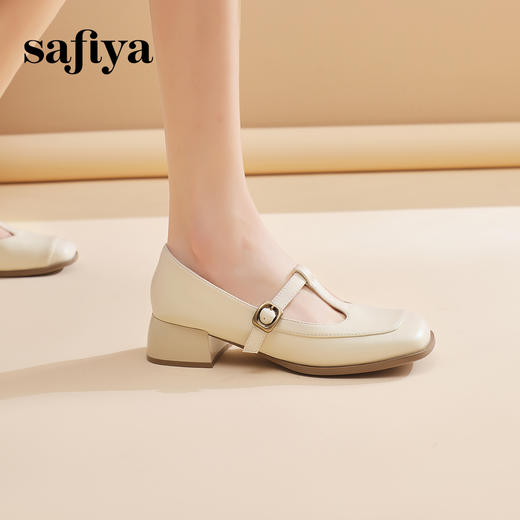 预售10天发|Safiya/索菲娅2025法式温柔风浅口方头百搭玛丽珍单鞋 SFD1111404 商品图2