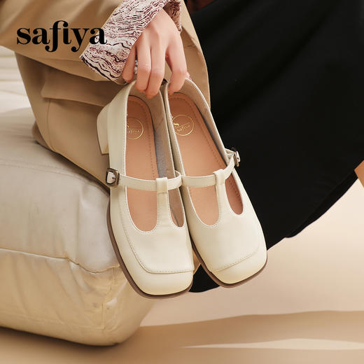 预售10天发|Safiya/索菲娅2025法式温柔风浅口方头百搭玛丽珍单鞋 SFD1111404 商品图0