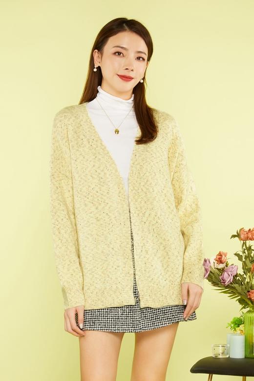 LNNNS 鹅黄色简约针织开衫外套 11511 商品图0