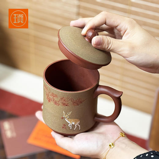 璞实大器鹿鸣原矿紫砂杯国省双大师吴小楣作品 商品图0