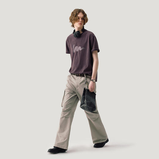 714street潮牌LOGO渐变水洗质感全棉短袖T恤男2025夏季新款情侣装 商品图1