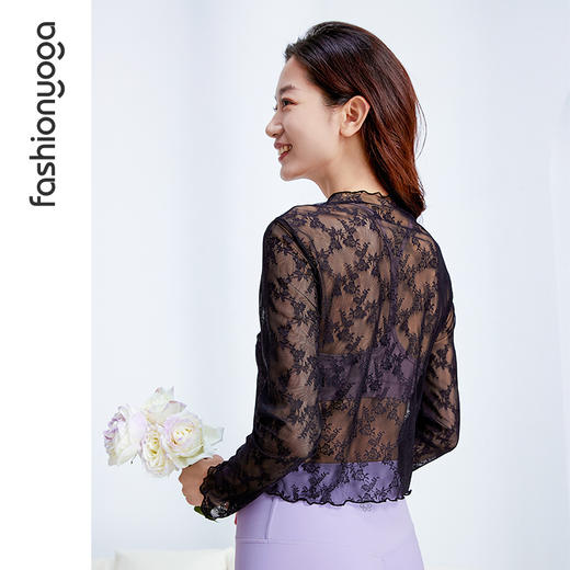 F09309蕾丝瑜伽外搭长袖T恤春夏款（不含胸垫） 商品图10