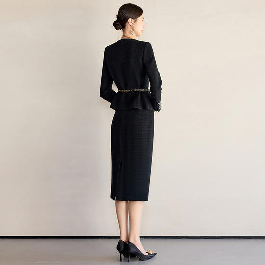 IWY/气质黑色西装套裙女2025新款优雅圆领时尚套装通勤职业装WCS055 商品图4